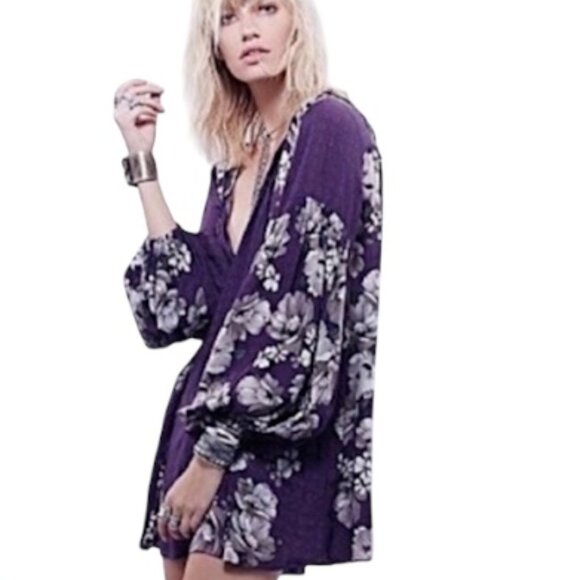 Free People purple floral sunset boulevard romper - Picture 2 of 10